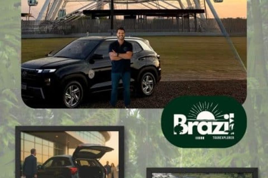 A private tour vehicle and guide awaiting guests for an exclusive Iguazu Falls boat adventure experience.